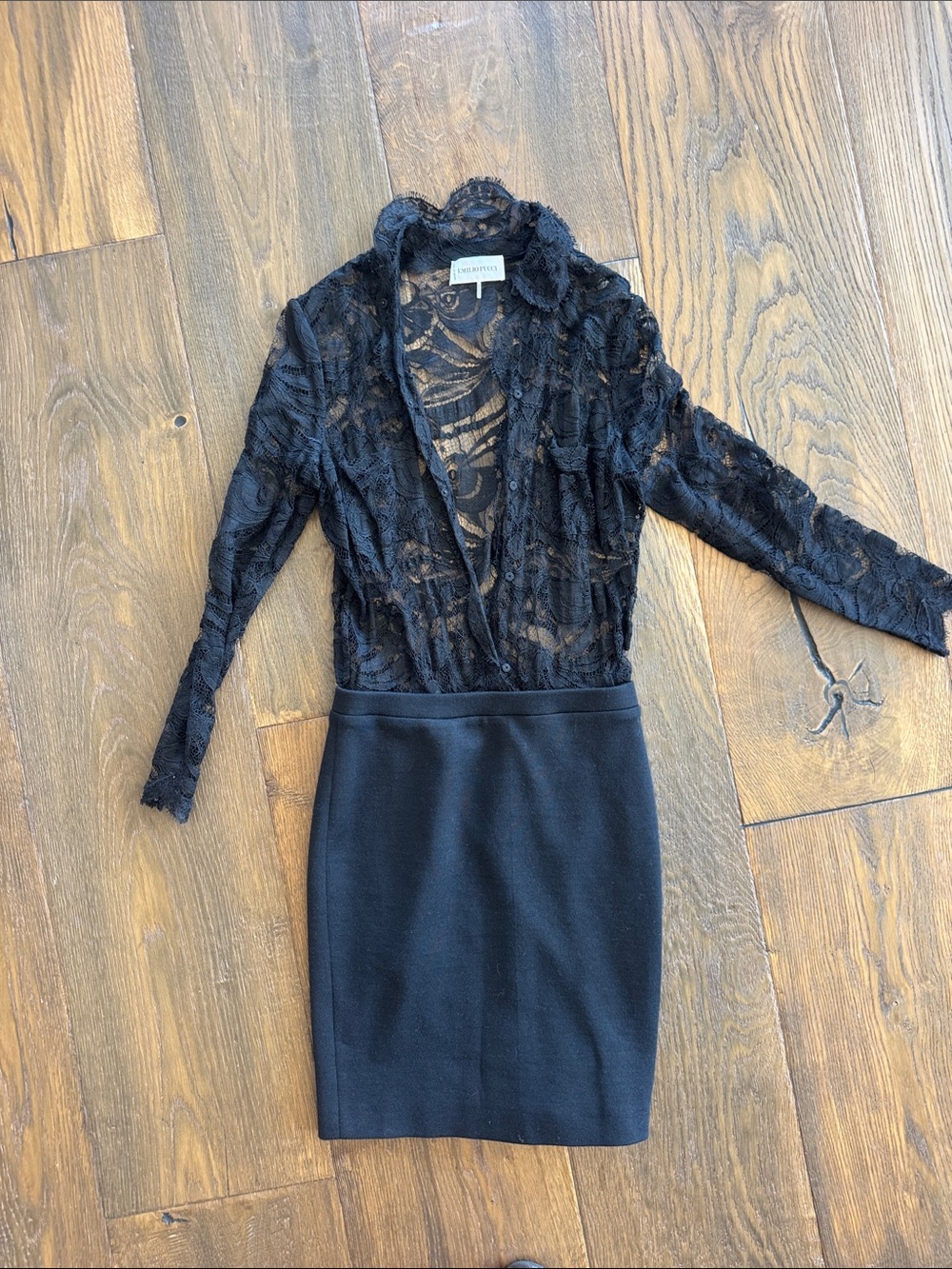 Emilio Pucci black lace dress